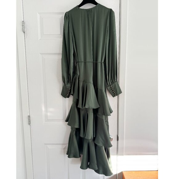 Zimmermann "Espionage" Tiered Satin Dress in Green, size "1" (Small) - Picture 15 of 16